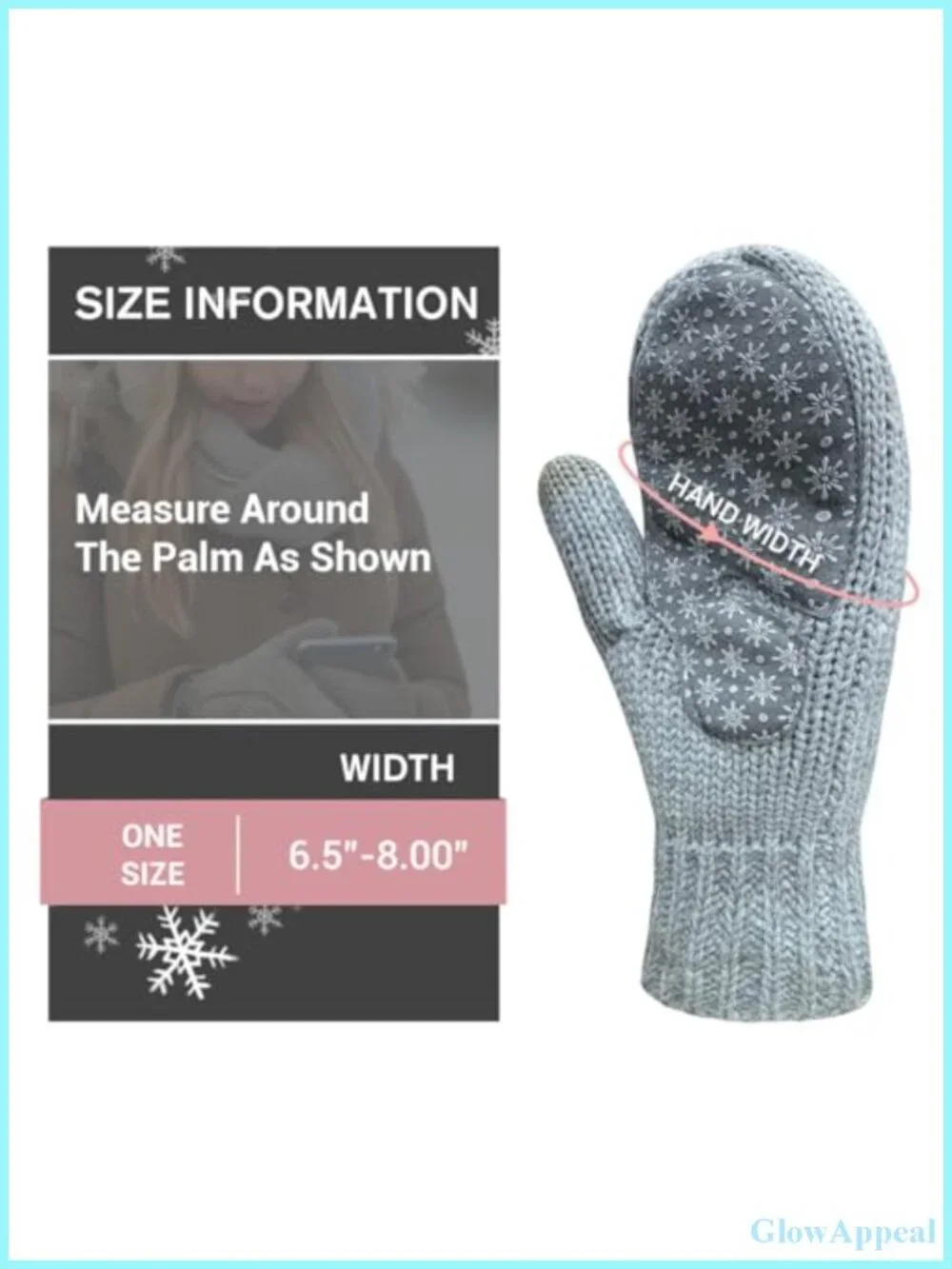 Women's Sherpa Lined Touchscreen Mittens with Snowflake Silicone Grip
